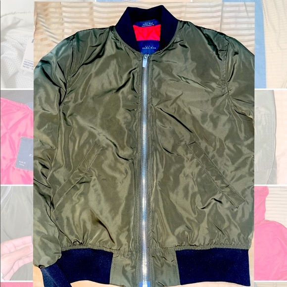 ZARA Man Olive Green Bomber Jacket - Picture 2 of 6